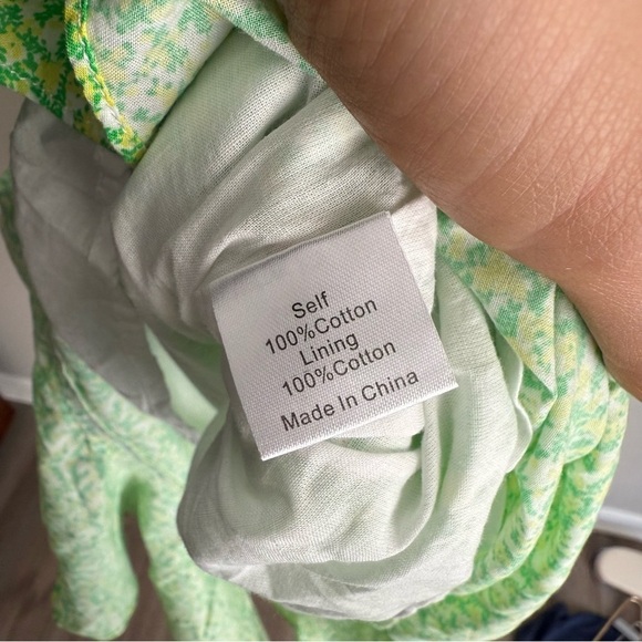 Tuckernuck Lemon Grove ruffle floral apron cotton midi dress green size medium - Picture 5 of 7